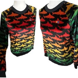 Aviator Nation velvet shark rainbow pullover sweatshirt NWT (oversized)